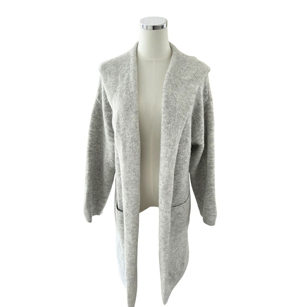 Truth by Republic Womens Medium Gray Hooded Knit Cardigan Open Front